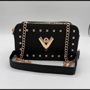 Valentino Black and Gold Studded Women's Bag